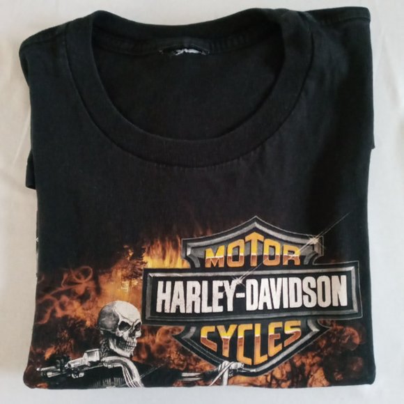 Harley-Davidson skeleton riding a harley  black Tee Size in description - Picture 8 of 8